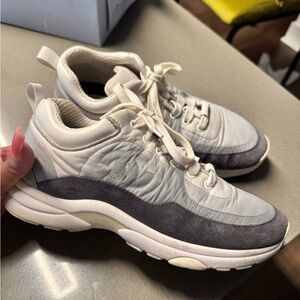 Women's Chanel White and Gray Sneakers